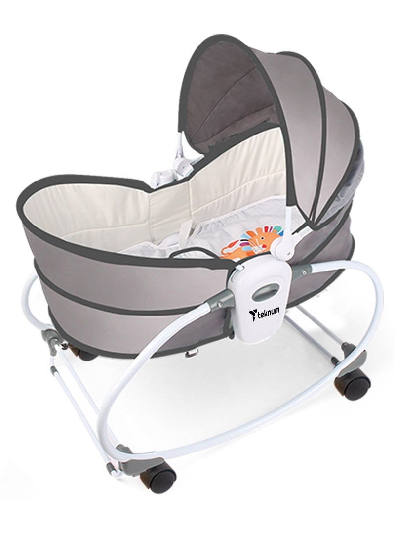 TEKNUM - 5 in 1 Cozy Rocker Bassinet with Canopy And Mosquito net - Grey - Image 1