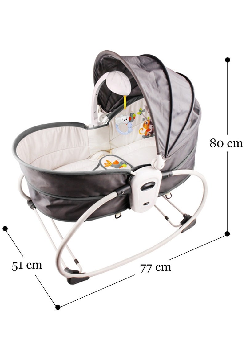 TEKNUM - 5 in 1 Cozy Rocker Bassinet with Canopy And Mosquito net - Grey - Image 1