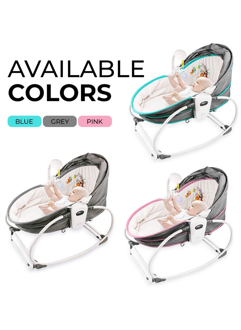 TEKNUM - 5 in 1 Cozy Rocker Bassinet with Canopy And Mosquito net - Grey - Image 1