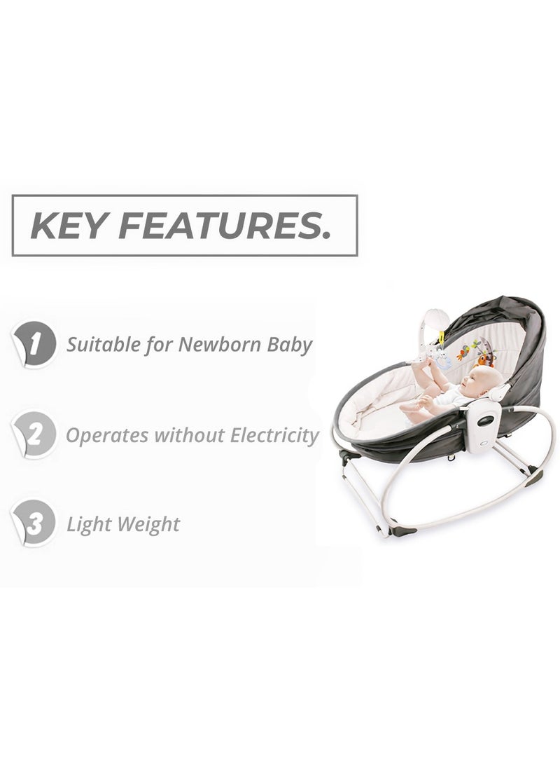 TEKNUM - 5 in 1 Cozy Rocker Bassinet with Canopy And Mosquito net - Grey - Image 1
