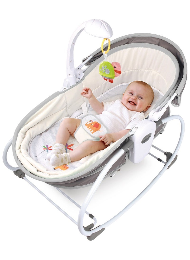 TEKNUM - 5 in 1 Cozy Rocker Bassinet with Canopy And Mosquito net - Grey - Image 1