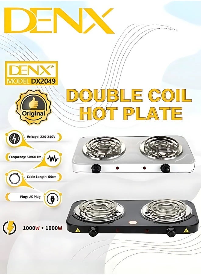 Denx - Double coil hot plate , Hot Plate, 2000W Electric Double Burner Portable Coil Heating Hot Plate Stove, 220V Lightweight Stainless Steel Countertop Stove for Kitchen Dorm Camping - Image 1