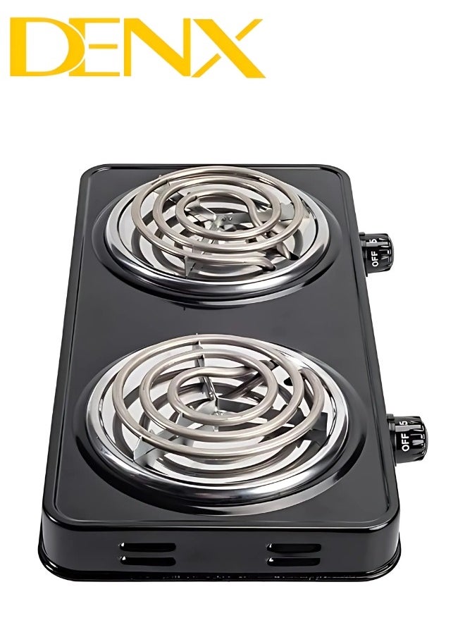 Denx - Double coil hot plate , Hot Plate, 2000W Electric Double Burner Portable Coil Heating Hot Plate Stove, 220V Lightweight Stainless Steel Countertop Stove for Kitchen Dorm Camping - Image 1
