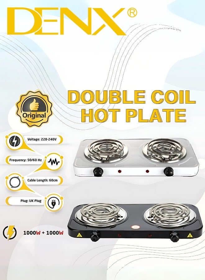 DENX DX2049 Double Burner Electric Hot Plate, 2000W (1000W + 1000W), Portable and Lightweight Design with Dual Heating Surfaces, Indicator Lights, and Temperature Control Knobs – Ideal for Kitchens, Trips, and Camping - Image 4