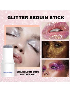 Mei Lifestyle Mermaid Sequins Chunky Glitter Gel Stick Festival Liquid Eyeshadow & Body Glitter for Women & Girls  - Image 2