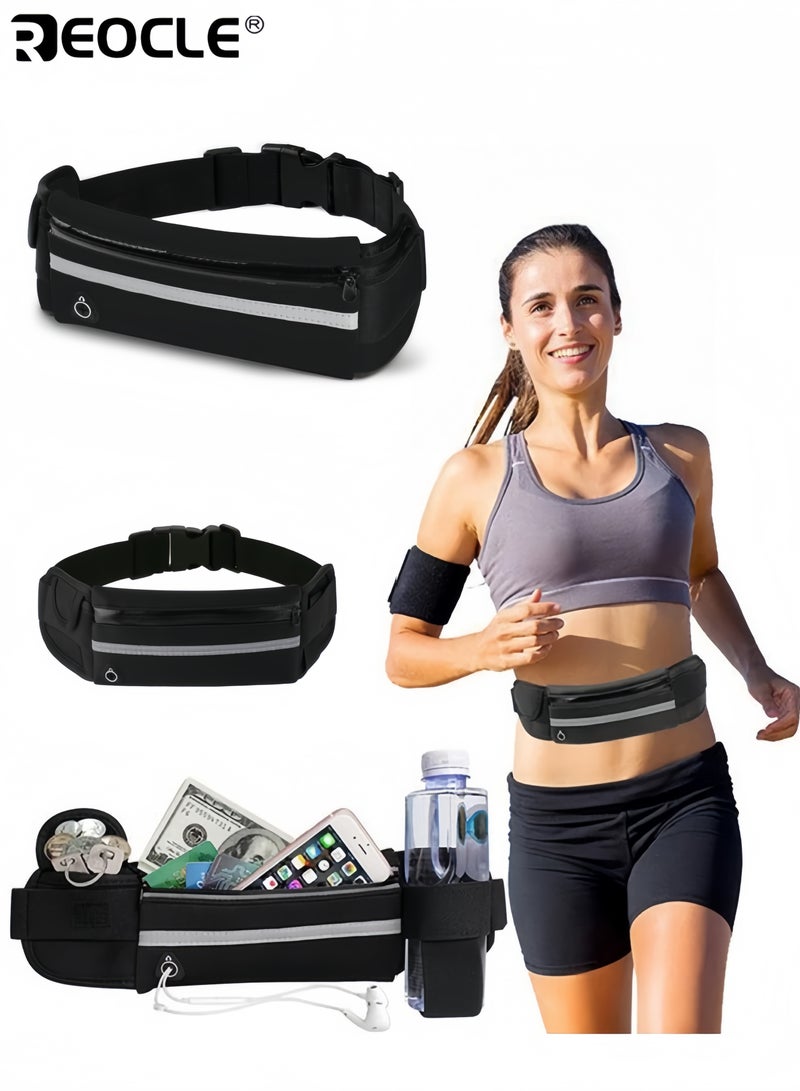 ريوكل حقيبة خصر رياضية خارجية بسعة كبيرة إغلاق بسحاب متين حزام قابل للتعديل تصميم متعدد الجيوب مادة نايلون مثالية للجري ركوب الدراجة التنزه واللياقة - Image 1