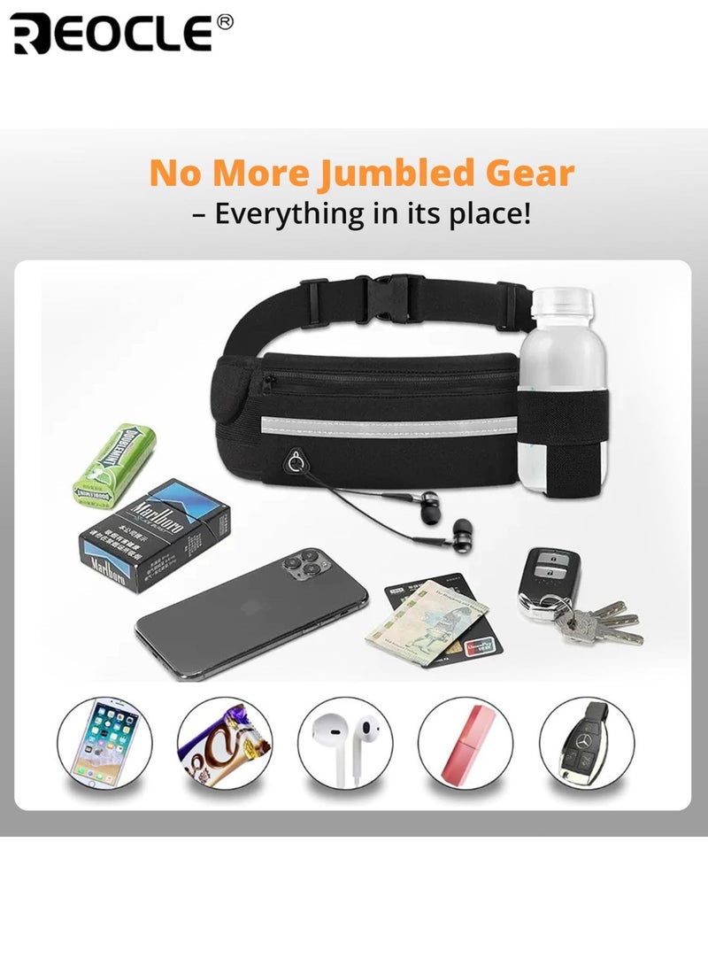 ريوكل حقيبة خصر رياضية خارجية بسعة كبيرة إغلاق بسحاب متين حزام قابل للتعديل تصميم متعدد الجيوب مادة نايلون مثالية للجري ركوب الدراجة التنزه واللياقة - Image 2
