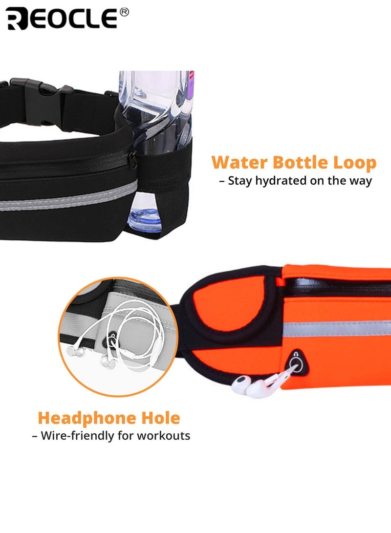 ريوكل حقيبة خصر رياضية خارجية بسعة كبيرة إغلاق بسحاب متين حزام قابل للتعديل تصميم متعدد الجيوب مادة نايلون مثالية للجري ركوب الدراجة التنزه واللياقة - Image 5