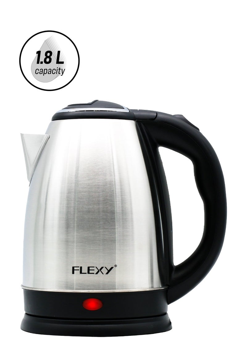 Flexy Stainless Steel Electric Kettle 1.8 Liter 1500W With Removable Base Boil Dry Protection And Auto Shut Off  - Image 1
