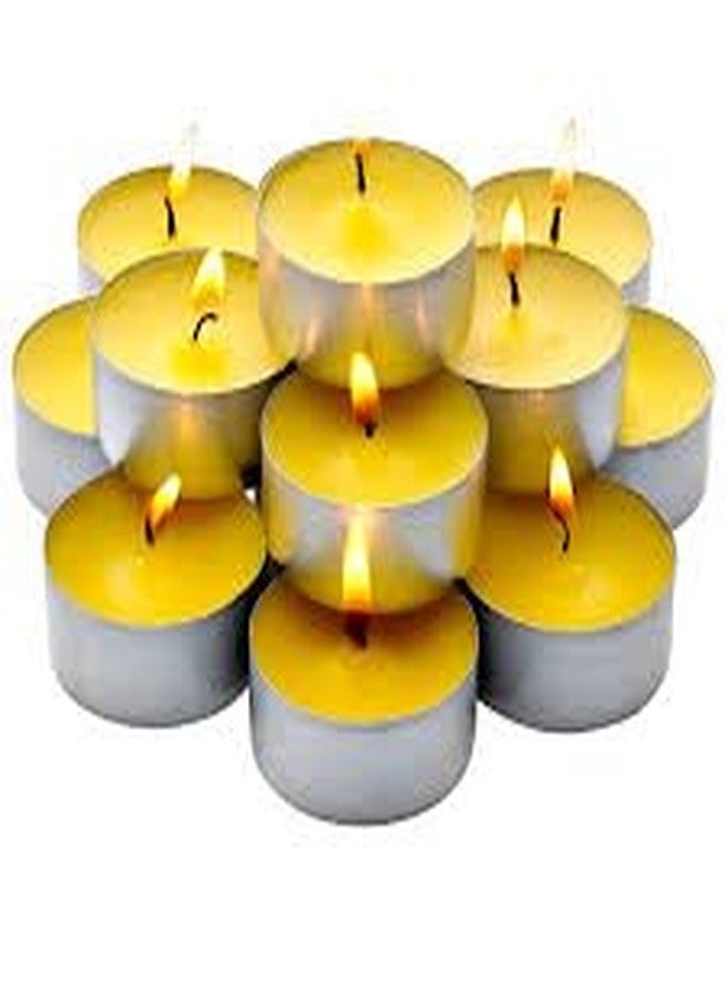 Stone & Feather Jasmine Scented T-Light Candles (Yellow) Paraffin Wax Long Burning time -5 Hours Each, Pack of 25, for Diwali, Home Decoration, Haldi Function ecoration. - Image 3