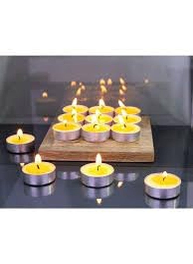 Stone & Feather Jasmine Scented T-Light Candles (Yellow) Paraffin Wax Long Burning time -5 Hours Each, Pack of 25, for Diwali, Home Decoration, Haldi Function ecoration. - Image 1