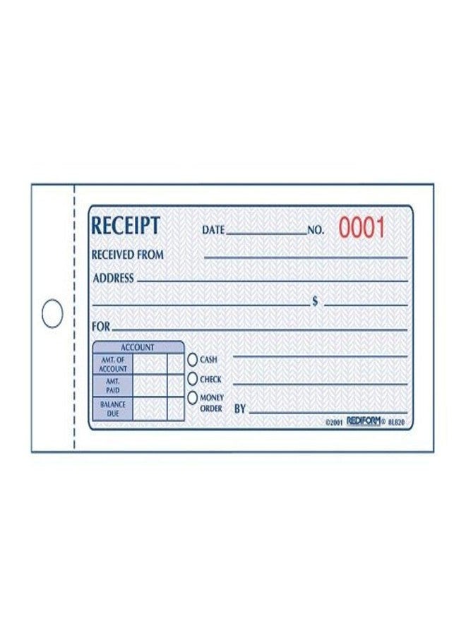 Rediform Small Money Receipt Book, Two-Part Carbonless, 2.75 x 5, 50 Forms Total - Image 1