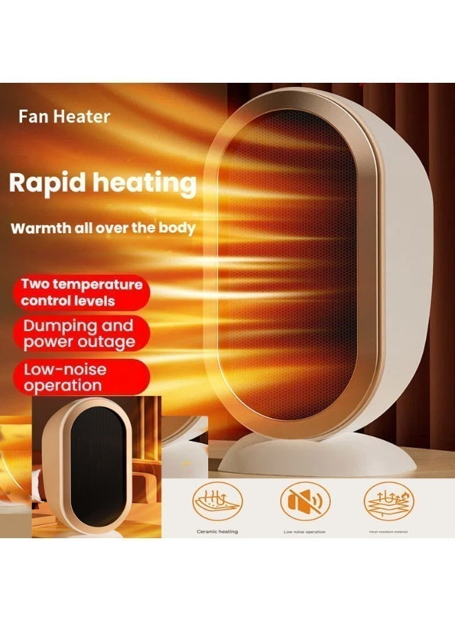 NIBEMINENT سخان مروحة كهربائية، سخان كهربائي، سخان طاولة مدمج صغير، ترموستات تسخين سريع هادئ للغاية سخان آمن صغير للمكتب المنزل الغرفة (بيج) - Image 2