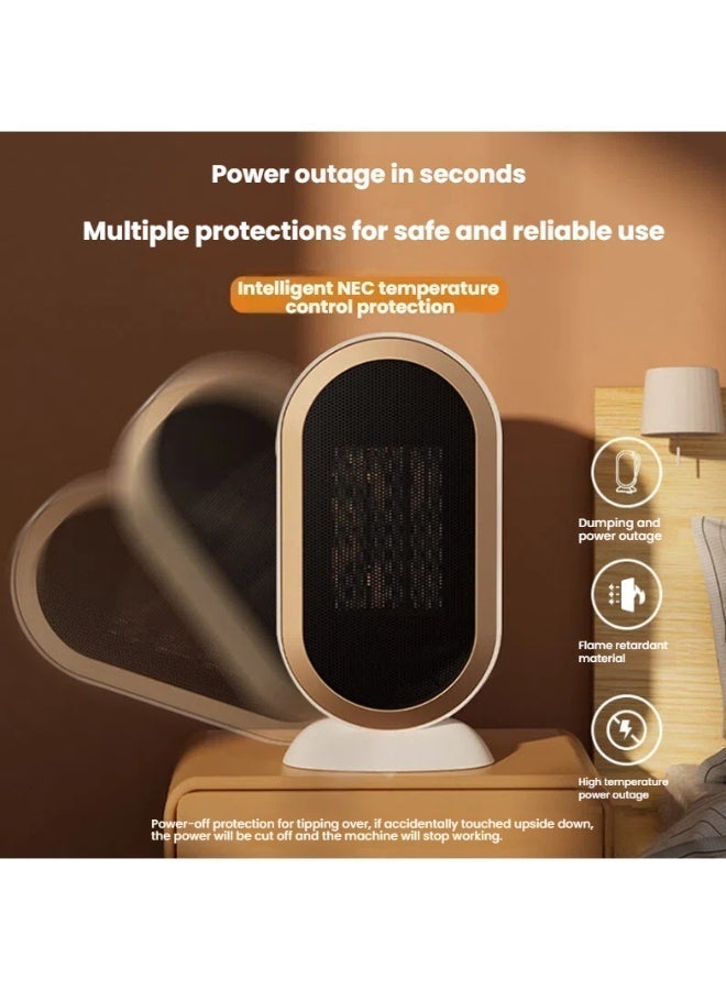 NIBEMINENT سخان مروحة كهربائية، سخان كهربائي، سخان طاولة مدمج صغير، ترموستات تسخين سريع هادئ للغاية سخان آمن صغير للمكتب المنزل الغرفة (بيج) - Image 5