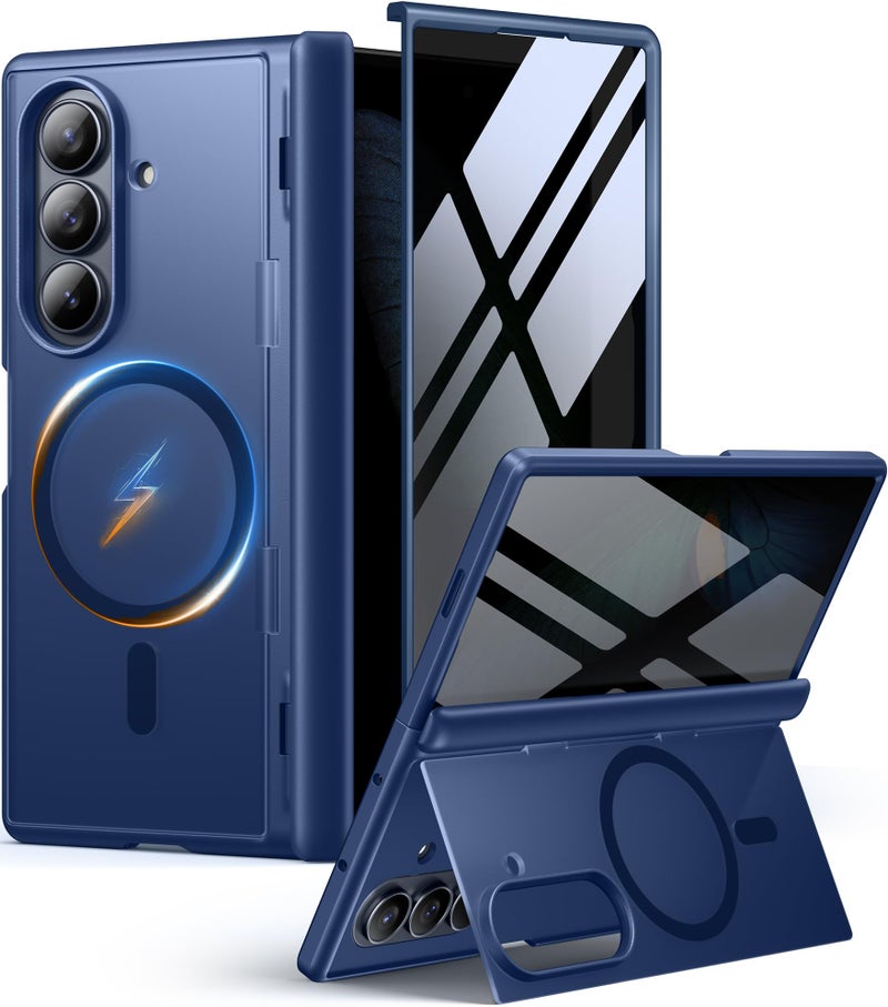 MOBOSI for Samsung Galaxy Z Fold 7 Case with Privacy Screen Protector, [Compatible with Magsafe], [Built-in Kickstand & Full Body Hinge Protection] Magnetic Slim Phone Case for Z Fold7, Blue - Image 1