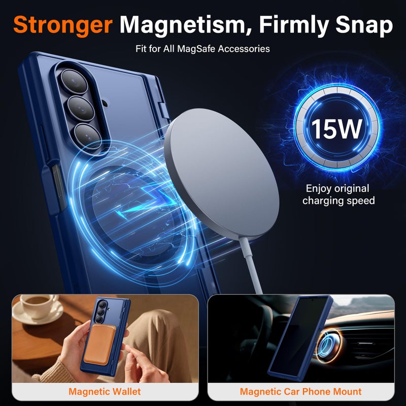 MOBOSI for Samsung Galaxy Z Fold 7 Case with Privacy Screen Protector, [Compatible with Magsafe], [Built-in Kickstand & Full Body Hinge Protection] Magnetic Slim Phone Case for Z Fold7, Blue - Image 4