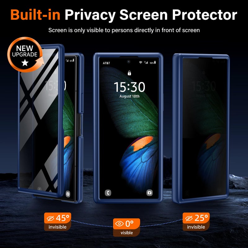 MOBOSI for Samsung Galaxy Z Fold 7 Case with Privacy Screen Protector, [Compatible with Magsafe], [Built-in Kickstand & Full Body Hinge Protection] Magnetic Slim Phone Case for Z Fold7, Blue - Image 3