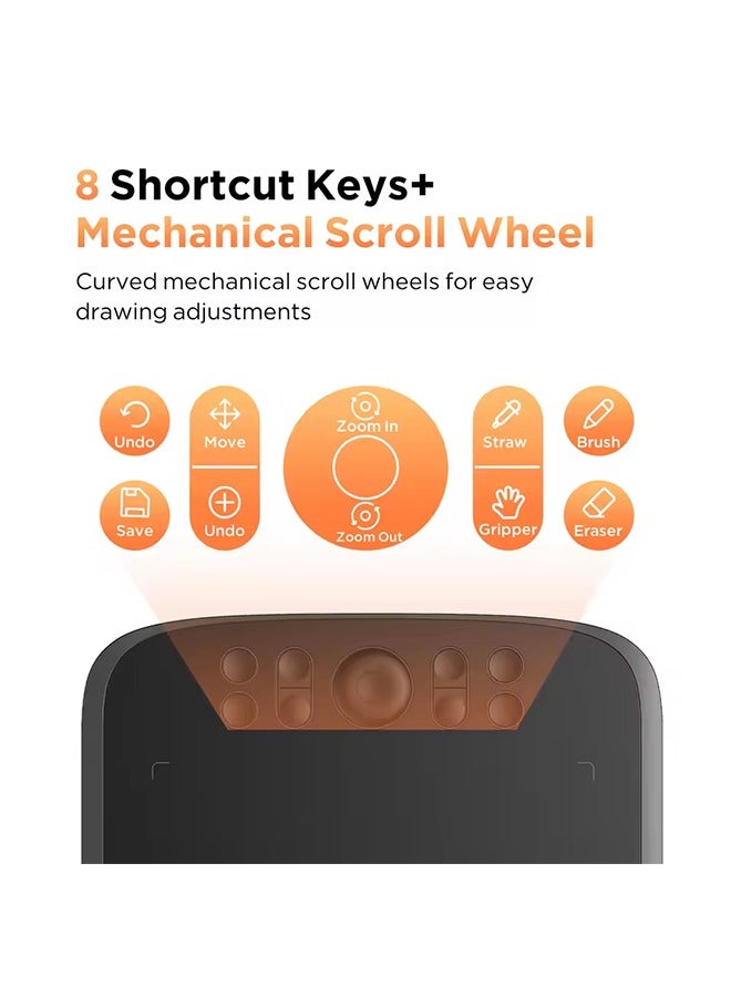 Ugee UGEE M908 Graphics Drawing Tablet 10 Inch 8 Hot Keys Scroll Wheel 16K Levels Pressure Compatible for Windows Mac Android  - Image 3