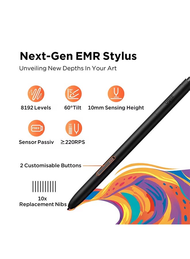 Ugee UGEE M908 Graphics Drawing Tablet 10 Inch 8 Hot Keys Scroll Wheel 16K Levels Pressure Compatible for Windows Mac Android  - Image 4
