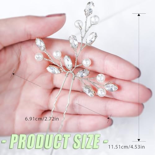EARENT Pearl Hair Pins Silver Wedding Hair Clip Bridal Hair Accessories for Women (Pack of 3) - Image 2