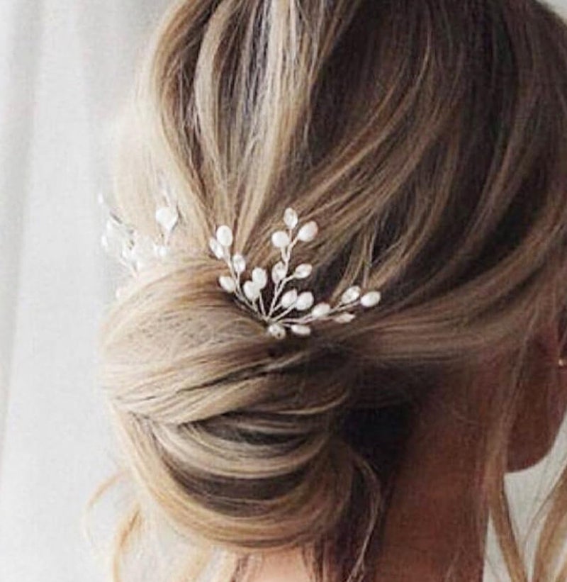 EARENT Pearl Hair Pins Silver Wedding Hair Clip Bridal Hair Accessories for Women (Pack of 3) - Image 4