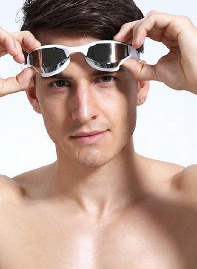 GROIC نظارات سباحة للبالغين سباق رؤية واسعة مانعة للتسرب حماية من الأشعة فوق البنفسجية مقاومة للضباب للرجال والنساء في السباقات - فضي - Image 2