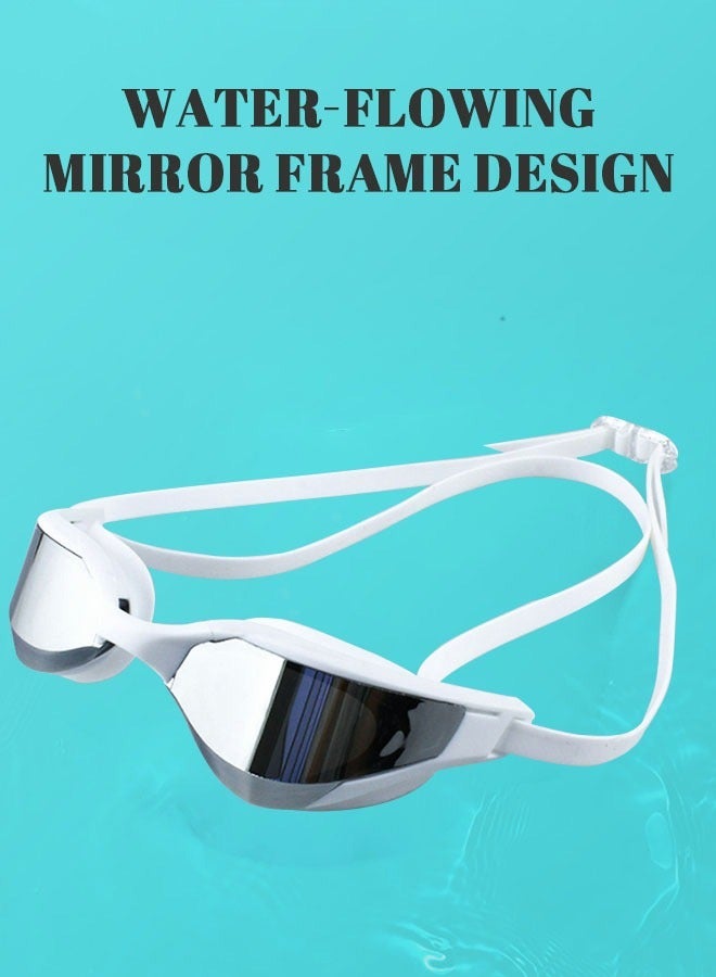 GROIC نظارات سباحة للبالغين سباق رؤية واسعة مانعة للتسرب حماية من الأشعة فوق البنفسجية مقاومة للضباب للرجال والنساء في السباقات - فضي - Image 5