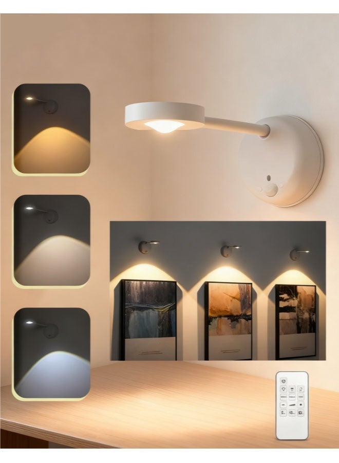 Smart Induction Wall Lamp, Auto On/Off Sensor, 3-Color Light, Remote Control & Fast Charging, for Home Convenience, Ideal for Bedside Reading, Pictures, Mirrors, Hallways - Image 1