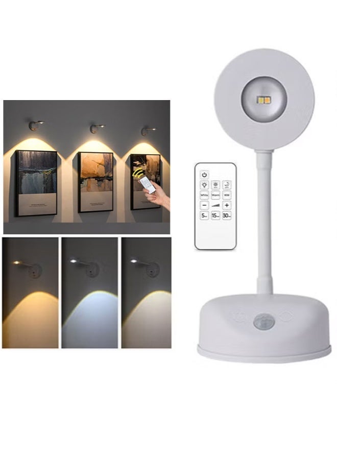 Smart Induction Wall Lamp, Auto On/Off Sensor, 3-Color Light, Remote Control & Fast Charging, for Home Convenience, Ideal for Bedside Reading, Pictures, Mirrors, Hallways - Image 2