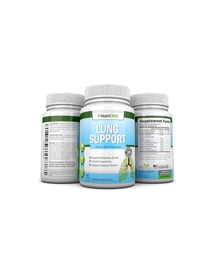 NutriONN - Lung Detox and Cleanse Natural Way to Keep Your Lungs Clear 60 Capsules - Image 1