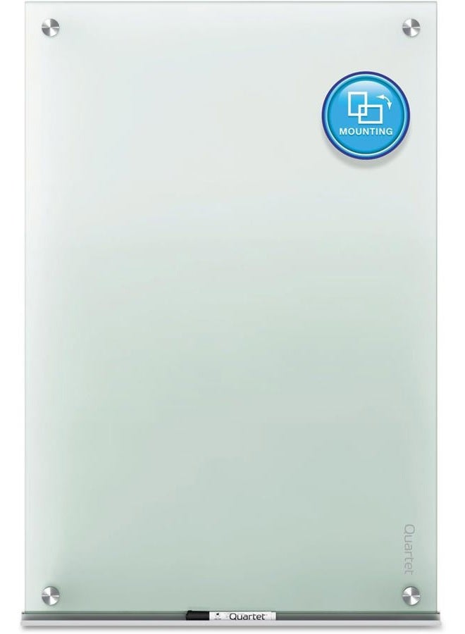 Quartet سبورة زجاجية بيضاء، سبورة جافة، 3' x 2'، بدون إطار، مثبتة على الحائط، لوازم المدرسة المنزلية أو ديكور المكتب المنزلي، 1 قلم جاف وطبق قلم، غير مغناطيسية (G3624F) - Image 2