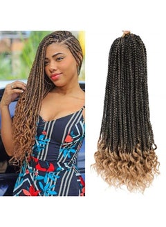 7 Packs 18 Inch Medium Crochet Box Braids With Curly Ends Box Braids Crochet Hair Extensions 3X Box Braided Crochet Hair Kanekalon Braiding Hair 24 Strands/Pack (18inch, 1B)