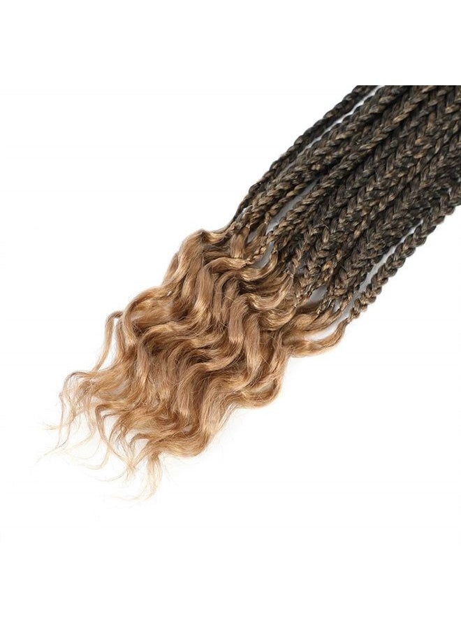 Ayana - 7 Packs 18 Inch Medium Crochet Box Braids With Curly Ends Box Braids Crochet Hair Extensions 3X Box Braided Crochet Hair Kanekalon Braiding Hair 24 Strands/Pack (18inch, 1B) - Image 1