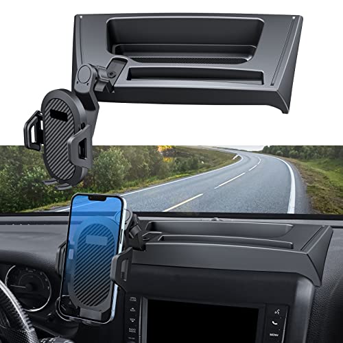 DIAMOOKY Upgraded Phone Mount for Jeep Wrangler JK JKU 2018 2017 2016 2015 2014 2013 2012 2011 Dash MultiMount Phone Holder Kit wStorage Tray Interior Accessories - Image 1