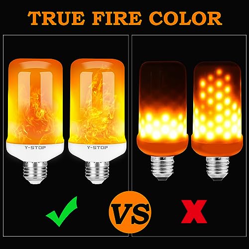 Y- STOP LED Flame Light Bulbs, Upgraded 4 Modes Fire Light Bulb with Upside Down Effect, E26 Base Flickering Light Bulb for Halloween Decorations, Christmas, Outdoor, Indoor, Home Decor, White, 2 Pack - Image 4