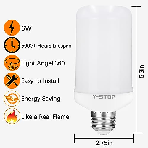 Y- STOP LED Flame Light Bulbs, Upgraded 4 Modes Fire Light Bulb with Upside Down Effect, E26 Base Flickering Light Bulb for Halloween Decorations, Christmas, Outdoor, Indoor, Home Decor, White, 2 Pack - Image 5