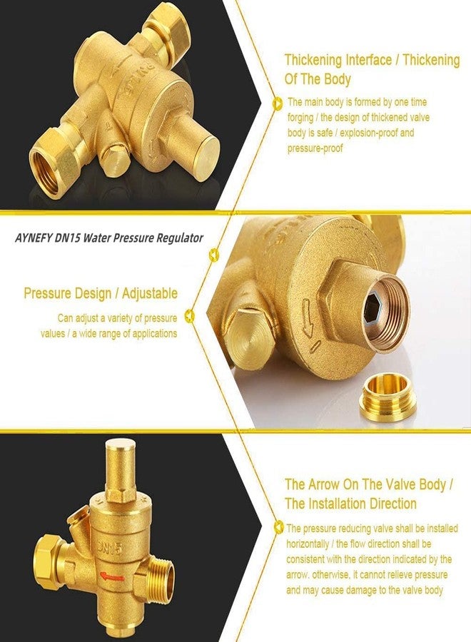 AYNEFY RV Water Pressure Regulator, 3/4 Inch Brass Lead-Free Adjustable Water Pressure Reducer Valve with Inlet Screen Filter, for RV Camper Travel Trailer Home Garden - Image 5