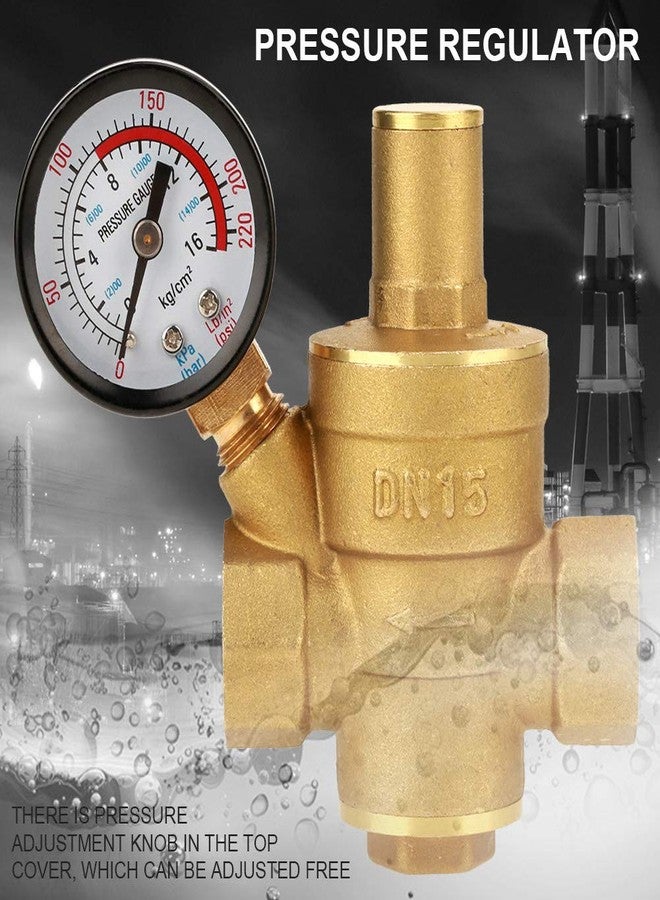 AYNEFY RV Water Pressure Regulator, 3/4 Inch Brass Lead-Free Adjustable Water Pressure Reducer Valve with Inlet Screen Filter, for RV Camper Travel Trailer Home Garden - Image 2