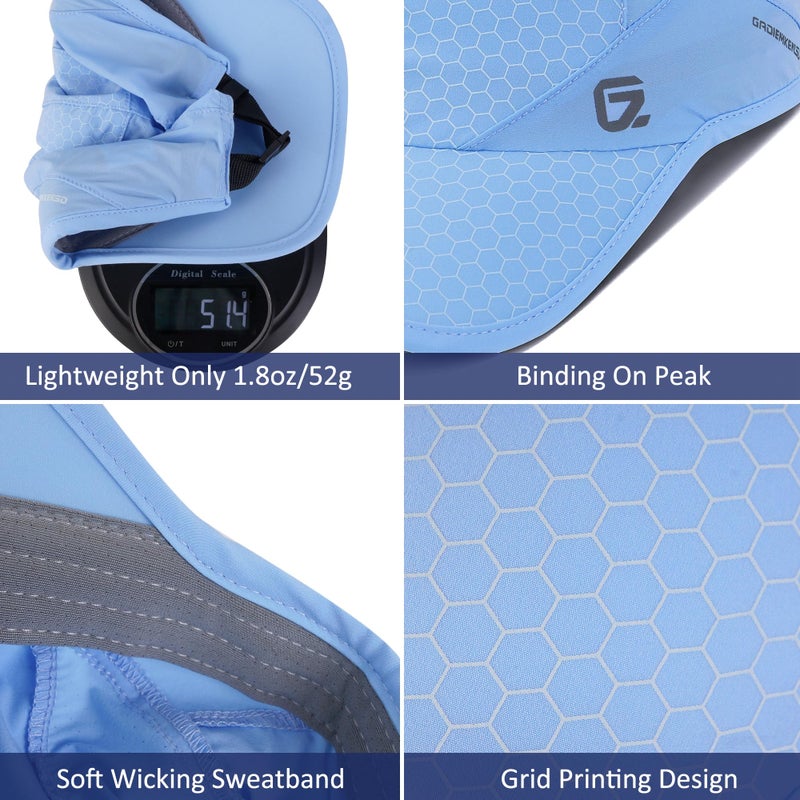 GADIEMKENSD قبعة رياضية، قبعة جري خفيفة الوزن بحافة ناعمة، قبعة بيسبول قابلة للتنفس، قبعات رياضية سريعة الجفاف، قبعات شمسية محمولة للرجال والنساء، لأداء التمارين والأنشطة الخارجية، لون أزرق سماوي - Image 5