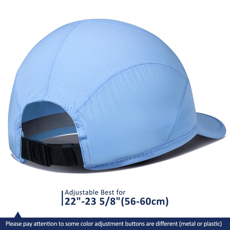 GADIEMKENSD قبعة رياضية، قبعة جري خفيفة الوزن بحافة ناعمة، قبعة بيسبول قابلة للتنفس، قبعات رياضية سريعة الجفاف، قبعات شمسية محمولة للرجال والنساء، لأداء التمارين والأنشطة الخارجية، لون أزرق سماوي - Image 3
