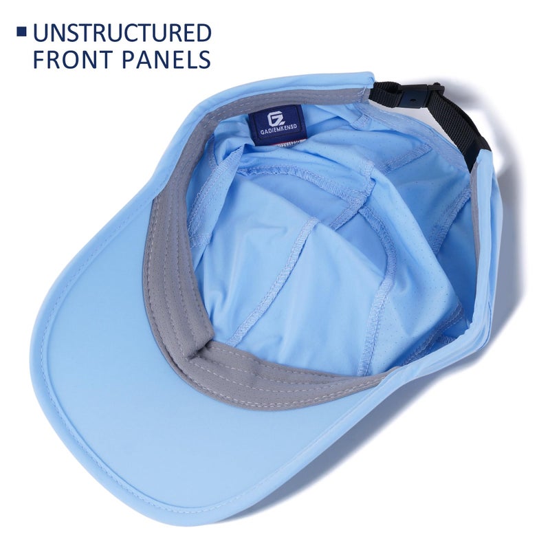 GADIEMKENSD قبعة رياضية، قبعة جري خفيفة الوزن بحافة ناعمة، قبعة بيسبول قابلة للتنفس، قبعات رياضية سريعة الجفاف، قبعات شمسية محمولة للرجال والنساء، لأداء التمارين والأنشطة الخارجية، لون أزرق سماوي - Image 4