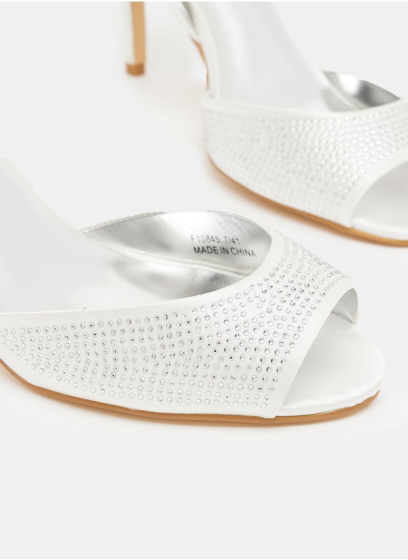 Anne Michelle - Embellished Peep Toe Heels - Image 1