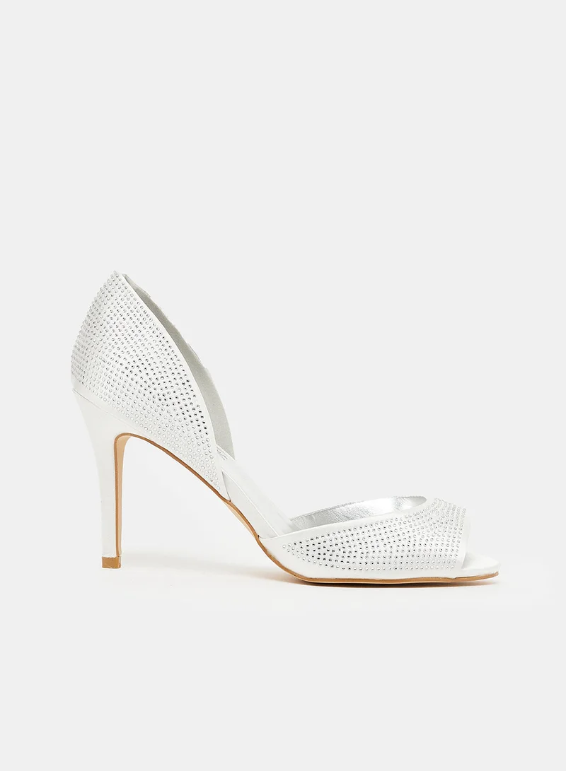 Anne Michelle Embellished Peep Toe Heels