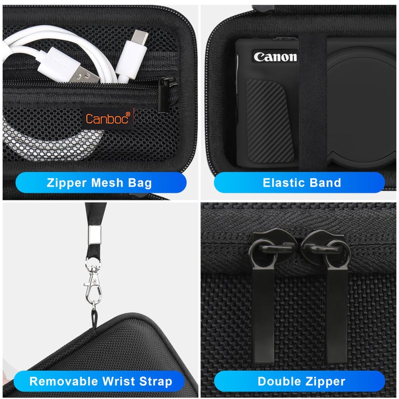 Canboc Case for Canon PowerShot SX740/SX730, Hard Carrying Case + Soft Silicone Protective Cover with Removable Lens Cover, Black - Image 5