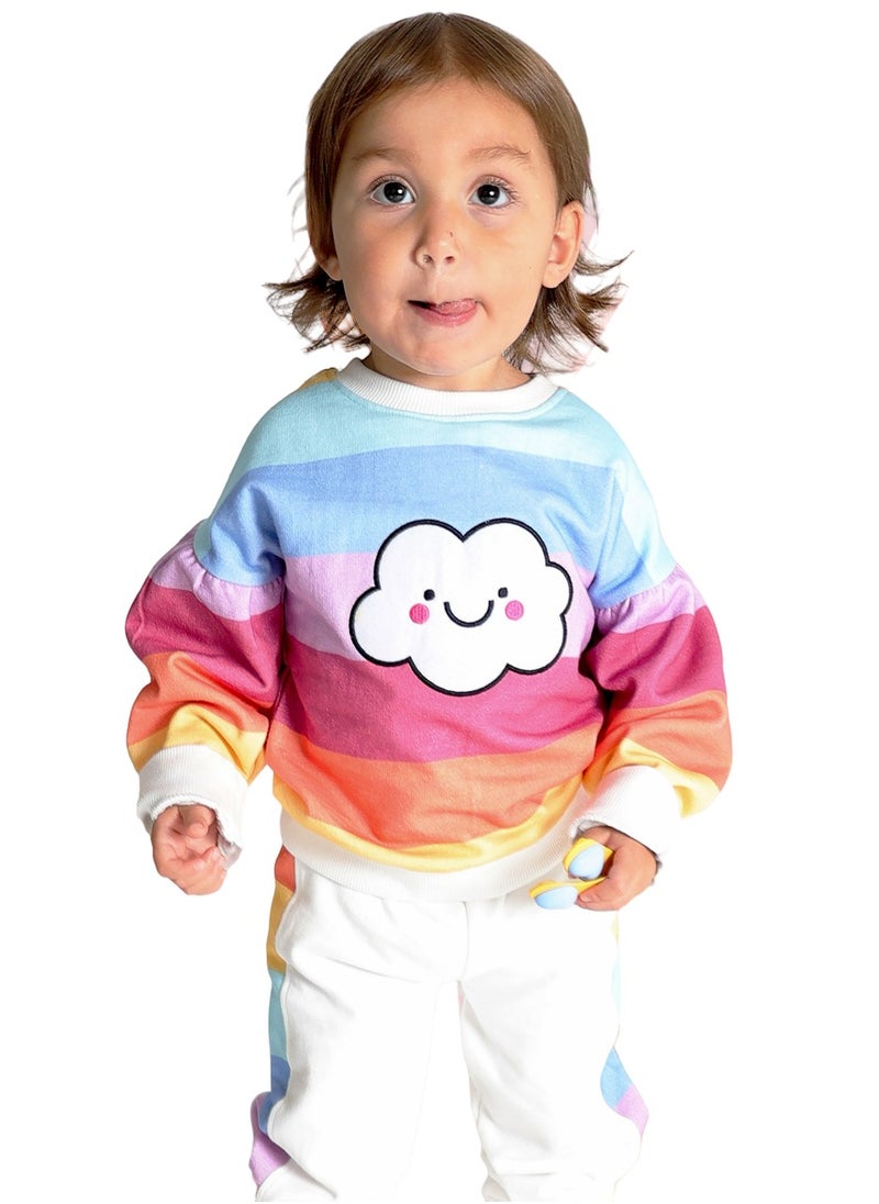 AIKO AIKO- Infant Sweat Top and Jogger Set with Rainbow stripes
-18-24M  - Image 1