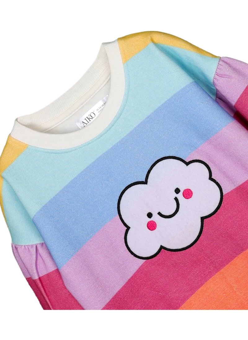 AIKO AIKO- Infant Sweat Top and Jogger Set with Rainbow stripes
-18-24M  - Image 3