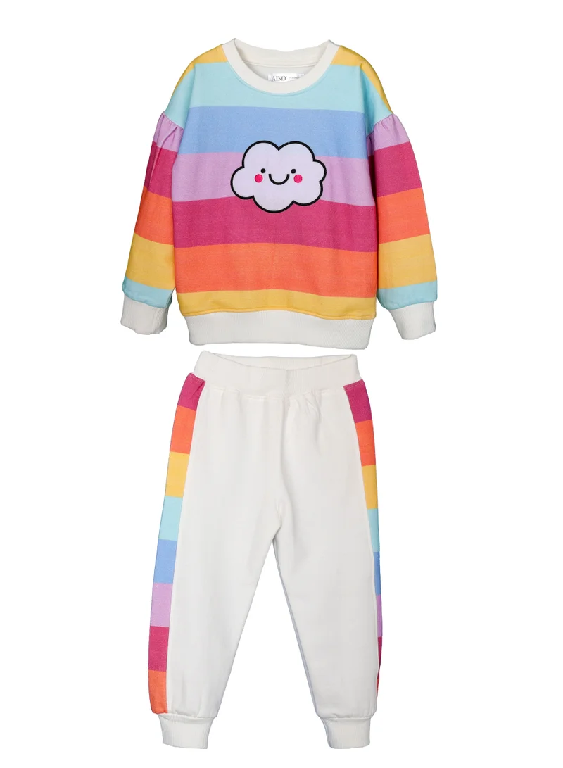 ايكو AIKO- Infant Sweat Top and Jogger Set with Rainbow stripes