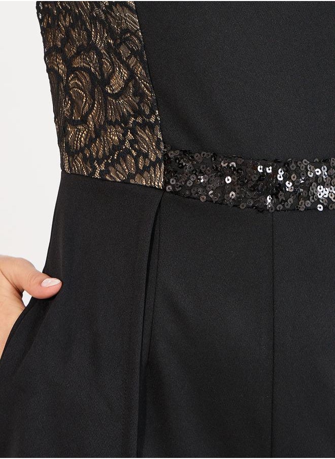 Styli - Lace Insert Wide Leg Jumpsuit - Image 1