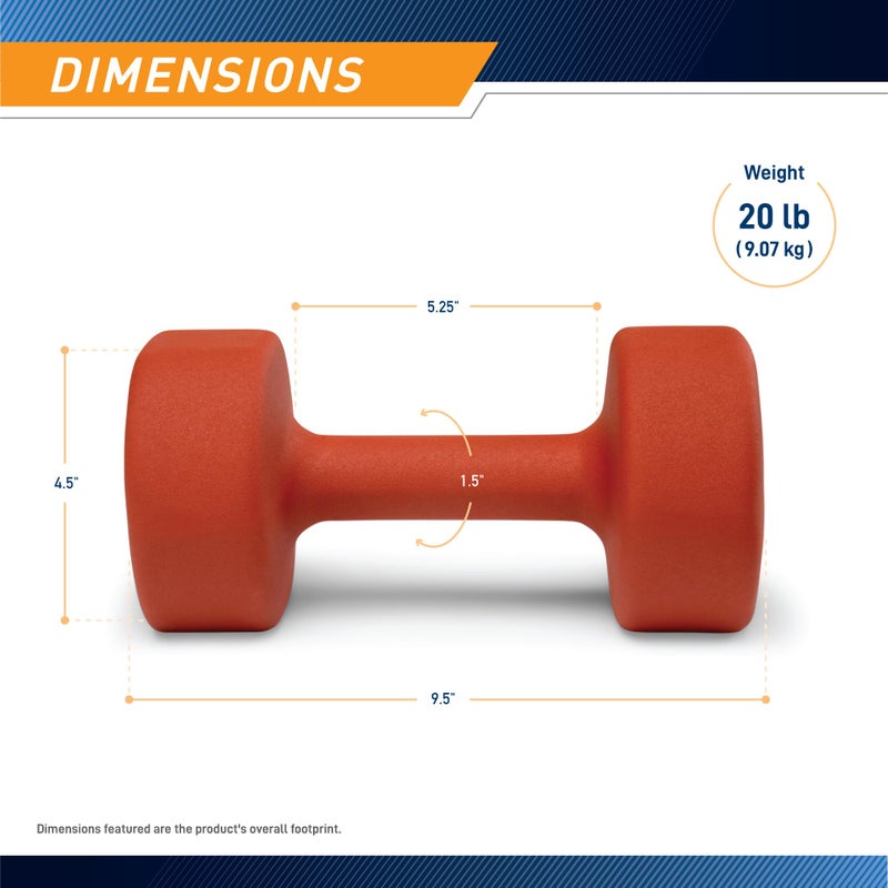 Marcy Neoprene Dumbbell, Single Piece, 20-lb, Terracotta - Image 2