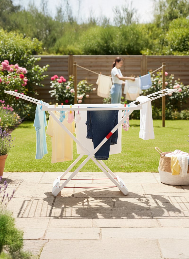 Plastic Forte PLASTICFORTE 20M Resin Clothes Drying Rack,Heavy-Duty FoldableLaundry Dryer Stand,Extra-Strong Resin Material, Rust-Free Indoor & Outdoor Drying Stand, Space-Saving, Stable, White Clothes Hanger Rack - Image 5